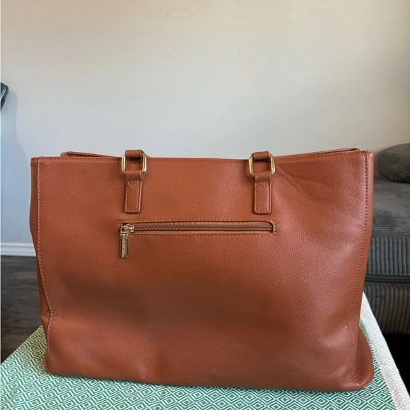 LOVEVOOK Laptop Tote Bag 15.6” Waterproof PU Leather Brown - Picture 4 of 16